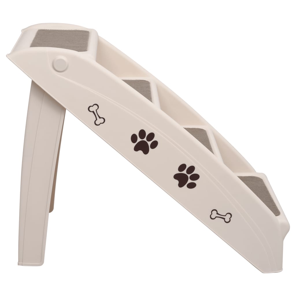 NNEVL Folding Dog Stairs Cream 62x40x49.5 cm